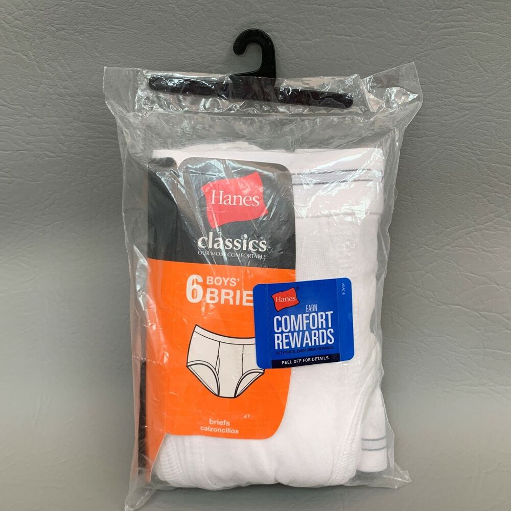 Hanes Classics Boys Briefs B252C Small 6 White 100% Cotton Lot of 6